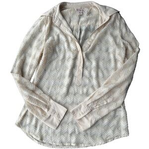 Sheer cream chevron button up